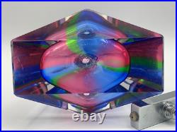 3 Rainbow Glass Crystal Perfume Bottles West Germany Bohemian Art Deco Vintage