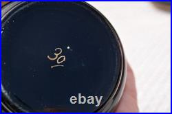 3 Vintage Art Deco Czech Bohemian Black Glass Enamel Flower Vanity Set