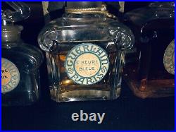 3 Vintage / Baccarat /Antique Guerlain Paris L'HEURE BLEUE Bottle & Used Perfum