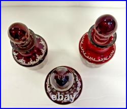 3 Vintage Bohemian Czech Art Glass Perfume Bottle Stoppers DS43