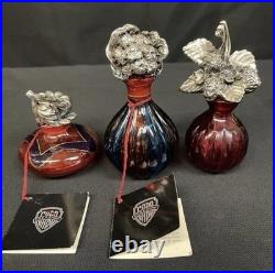 3 Vintage Coda Creazioni Italian Art Glass Perfume Bottles WithIntricate Stoppers