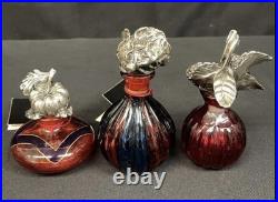 3 Vintage Coda Creazioni Italian Art Glass Perfume Bottles WithIntricate Stoppers