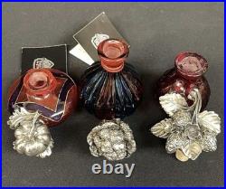3 Vintage Coda Creazioni Italian Art Glass Perfume Bottles WithIntricate Stoppers
