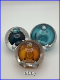 3 Vintage Ventana Mona Morales Schildt Perfume Bottles Signed Kosta #5191 2 1/2