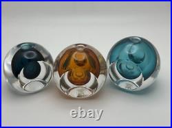 3 Vintage Ventana Mona Morales Schildt Perfume Bottles Signed Kosta #5191 2 1/2