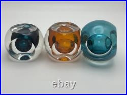 3 Vintage Ventana Mona Morales Schildt Perfume Bottles Signed Kosta #5191 2 1/2