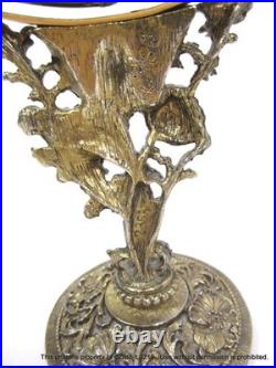 3-pc Vintage Gold & Glass Ormolu Large Perfume Bottles & 2-sided Vanity Mirror