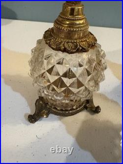 3 vintage Matson Ormolu perfume bottles, butterfly, heart, bird with flower