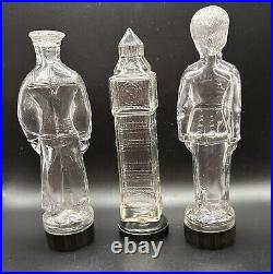 3X Vintage Souvenir English Sailor, Big Ben, & Soldier Perfume Bottles British