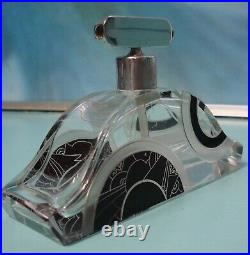 3p Vintage Art Deco cut Crystal glass facet perfume vanity set Karl Palda cubism
