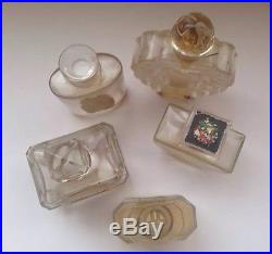 5 Empty Vintage French Perfume Art Glass Bottle Lalique Joy Dior Bellodgia Ricci