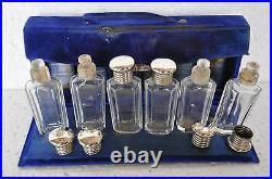 6 Pc Vintage Boxed Fine Unique Shape Victorian Cut Glass Perfume Bottles