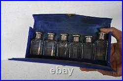 6 Pc Vintage Boxed Fine Unique Shape Victorian Cut Glass Perfume Bottles