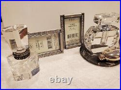 7 Pc. Vintage Cut Crystal Perfume Bottles Lot/grouping, Sterling/etched/frames