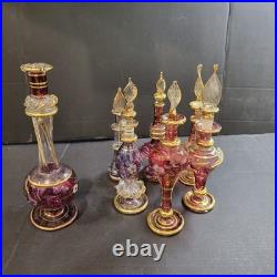 7 Vintage Hand Blown Egyptian Glass Perfume Bottles 7 Vintage Hand Blown Egyptian Glass Perfume Bottles