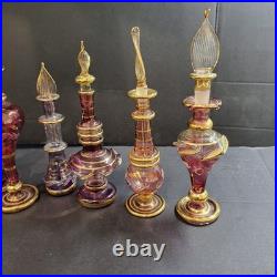 7 Vintage Hand Blown Egyptian Glass Perfume Bottles