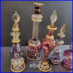 7 Vintage Hand Blown Egyptian Glass Perfume Bottles