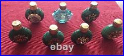 7Antique Small GREEN Vintage Bottles from Czech Glass Handmade in 1930s-1960s