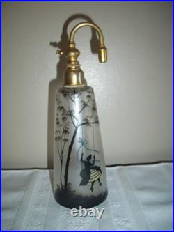 8 High Lovely Vintag Antique French Hand Painted Glass Atomizer Perfume Bottle 8 High Lovely Vintag Antique French Hand Painted Glass Atomizer Perfume Bottle