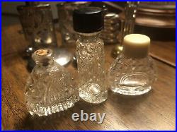 9 Vintage Perfume Bottles Wells Pop Up, Ormex, Mexican Silver, Lrice Cut Glass