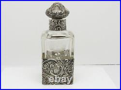 A Gorgeous German Antique Silver And Glass Bottle In Great Condition