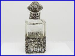 A Gorgeous German Antique Silver And Glass Bottle In Great Condition