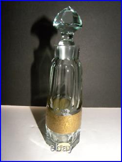 A Vintage Moser Cut Glass Paneled Perfume Bottle With Original Label