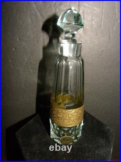 A Vintage Moser Cut Glass Paneled Perfume Bottle With Original Label