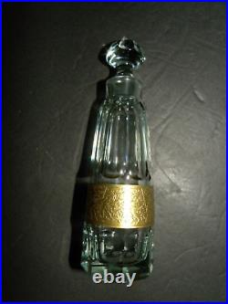 A Vintage Moser Cut Glass Paneled Perfume Bottle With Original Label