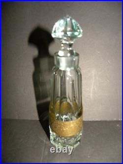 A Vintage Moser Cut Glass Paneled Perfume Bottle With Original Label