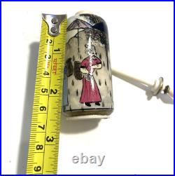 ANTIQUE VINTAGE ASIAN PERFUME BOTTLE With DROPPER HANDPAINTED