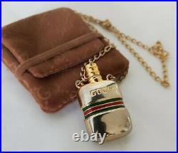 AUTHENTIC Vintage GUCCI PERFUME BOTTLE NECKLACE GOLD PLATED Italy Excellent