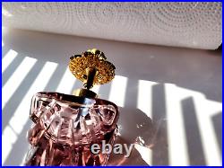 Amethyst Perfume Bottle With Rhinestones and Gold Tone Filigree Atomizer VTG