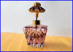 Amethyst Perfume Bottle With Rhinestones and Gold Tone Filigree Atomizer VTG