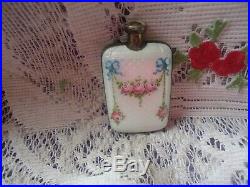 Antiqu/VTG Guilloche Enamel Dual Side Spray of Bow n Roses Perfume Scent Bottle