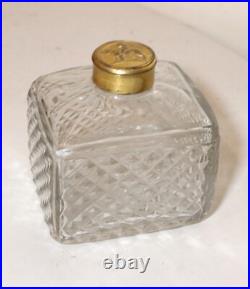 Antique 1800's Victorian gilt bronze crystal perfume cologne scent glass bottle