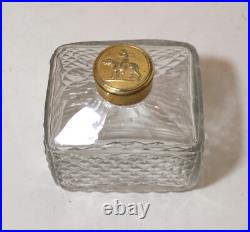 Antique 1800's Victorian gilt bronze crystal perfume cologne scent glass bottle