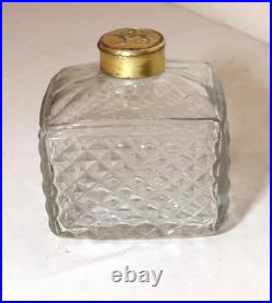 Antique 1800's Victorian gilt bronze crystal perfume cologne scent glass bottle