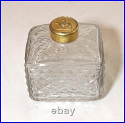 Antique 1800's Victorian gilt bronze crystal perfume cologne scent glass bottle