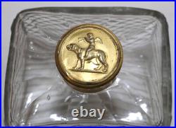 Antique 1800's Victorian gilt bronze crystal perfume cologne scent glass bottle