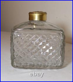 Antique 1800's Victorian gilt bronze crystal perfume cologne scent glass bottle