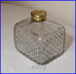 Antique 1800's Victorian gilt bronze crystal perfume cologne scent glass bottle