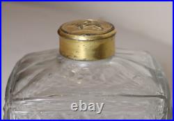 Antique 1800's Victorian gilt bronze crystal perfume cologne scent glass bottle