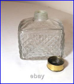 Antique 1800's Victorian gilt bronze crystal perfume cologne scent glass bottle