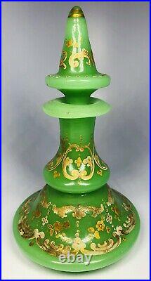 Antique 19th Century French Opaline Gilt Glass Perfume Bottle 6.75 AS-IS