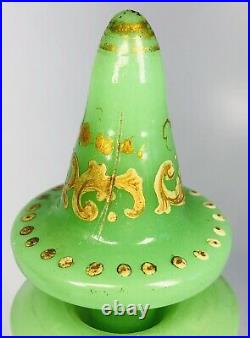 Antique 19th Century French Opaline Gilt Glass Perfume Bottle 6.75 AS-IS