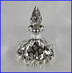 Antique Alvin Glass Perfume Bottle with Silver Overlay Pumpkin Shaped