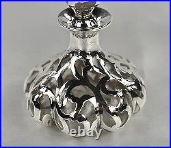 Antique Alvin Glass Perfume Bottle with Silver Overlay Pumpkin Shaped