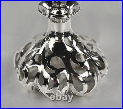 Antique Alvin Glass Perfume Bottle with Silver Overlay Pumpkin Shaped