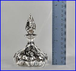 Antique Alvin Glass Perfume Bottle with Silver Overlay Pumpkin Shaped